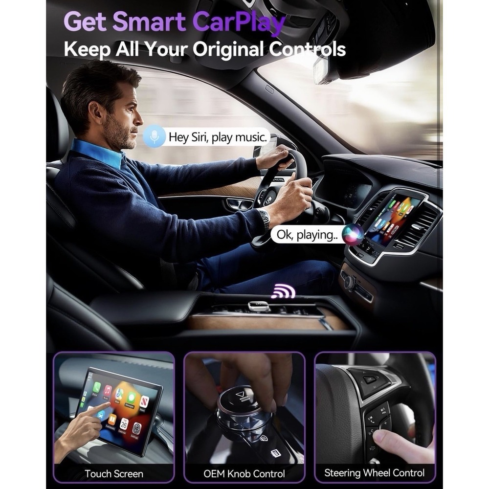 CarPlay Android Auto Wireless Adapter Ultra Small Plug Play Voice Control - Picture 6 of 9